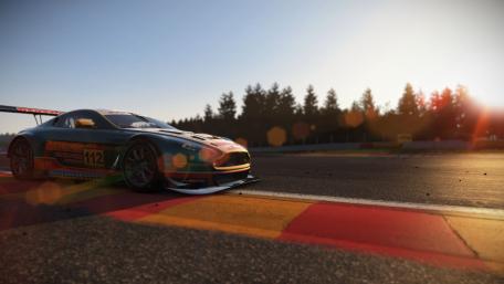 Speeding Through Sunset Racetrack wallpaper