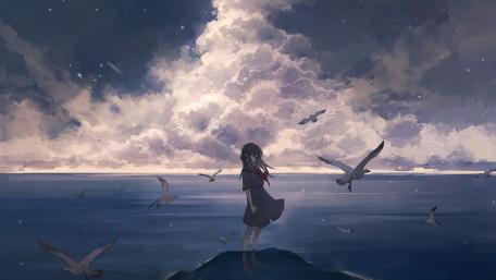 Serene Horizon Anime Art wallpaper