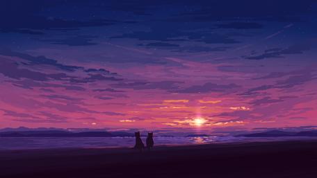 Cats on the beach wallpaper