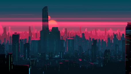 Dusk in Neon Metropolis wallpaper