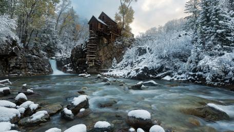 Snowy Crystal Mill wallpaper