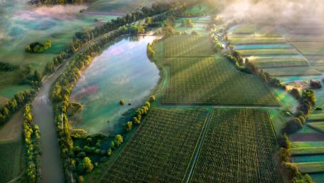 Serene Aerial View of Lush Rural Landscape wallpaper