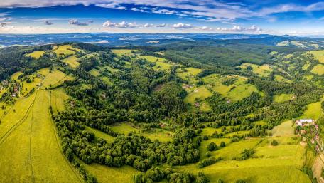 Vibrant Green Hills Under a Wide Horizon wallpaper
