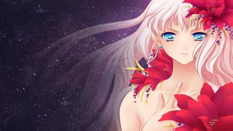 Mystical Anime Girl with Blue Eyes wallpaper
