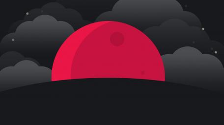 Ethereal Red Moon Over Dark Clouds wallpaper