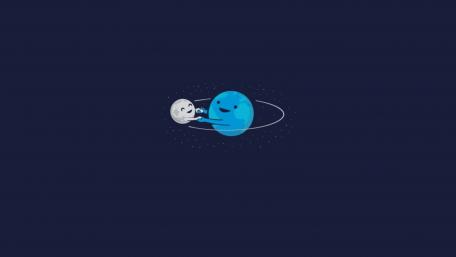 Earth and moon friendship wallpaper