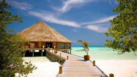 Tropical Paradise at an Overwater Bungalow wallpaper