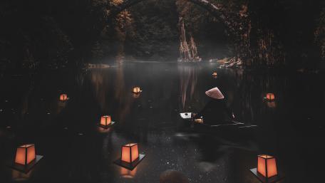 Boatman at Devil's Bridge fantasy art wallpaper