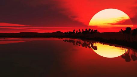 Red Sky's Spectacular Reflection at Sunset wallpaper