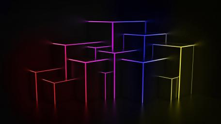 Neon Geometry in Darkness wallpaper