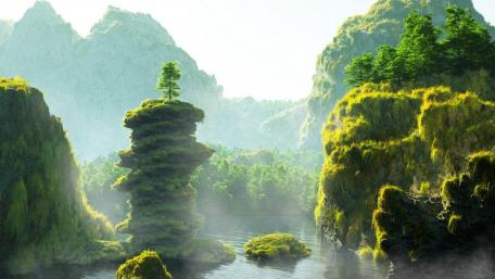Mystical Green Landscape Awaits You wallpaper