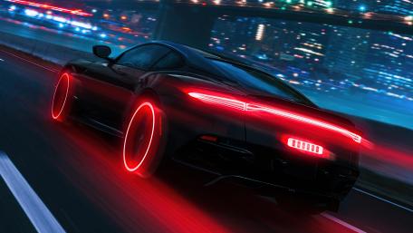 Speeding Porsche 911 Under Neon Lights wallpaper