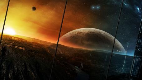 Futuristic Horizon of Alien Worlds wallpaper