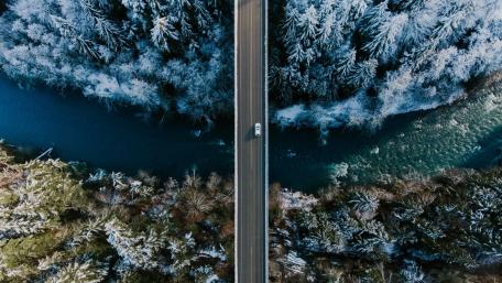 Strait of Juan de Fuca highway over Elwha River wallpaper