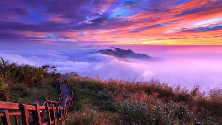 Stairway to the Clouds at Dawn wallpaper