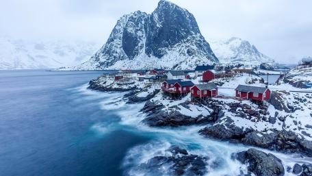 Norwegian fishing village wallpaper