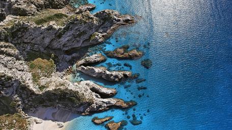 Serene Blue Coastline from Above wallpaper