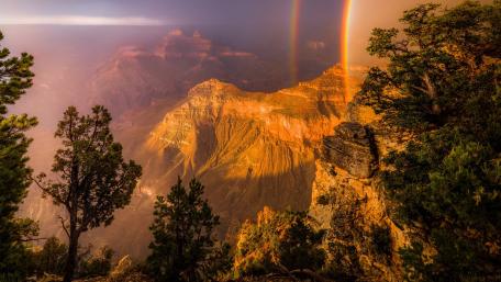 Stunning Rainbow Over Majestic Canyon View wallpaper