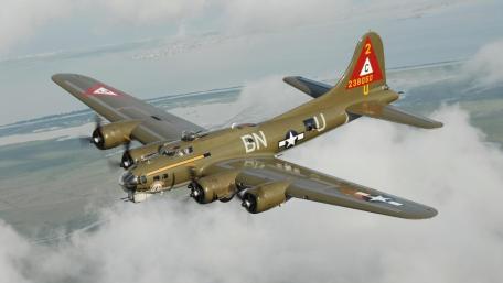 Flying High Above in a B-17 Fortress Aircraft Wall Art wallpaper