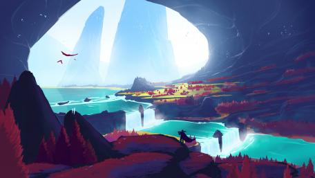 Mystical Cave Overlook wallpaper