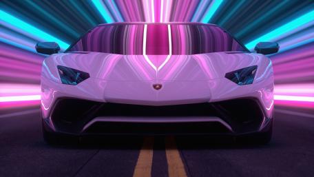 Lamborghini Aventador in Neon Dreamscape wallpaper