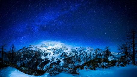 Majestic Winter Night Under the Milky Way wallpaper