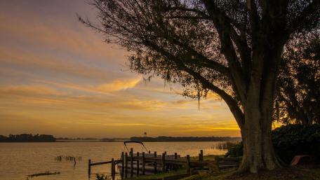 Serene Evening by the Lake wallpaper
