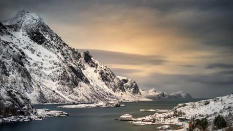 Majestic Fjord Under Winter Skies wallpaper