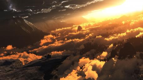 Sunrise Over Mystical Peaks wallpaper