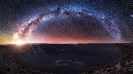 Majestic Milky Way Above a Cosmic Crater wallpaper