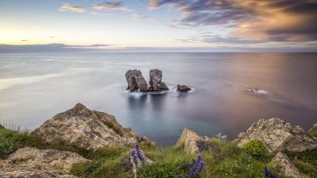Serene Seascape with Majestic Sea Stacks wallpaper