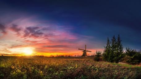 Golden Hour at the Windmill wallpaper