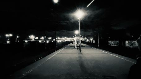Mysterious Night at the Empty Train Station wallpaper