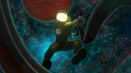 Astronaut falls into space wallpaper