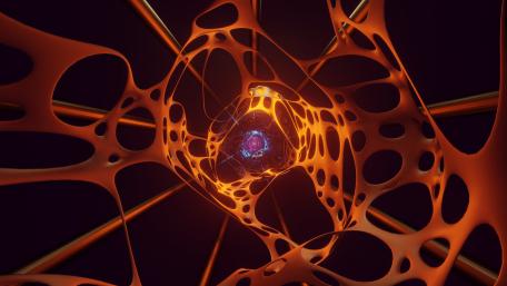 Vibrant Red Fractal Depths In 3D Space wallpaper