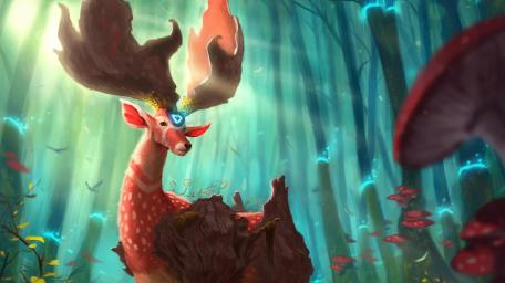 Enchanted Forest Deer Dreamland wallpaper