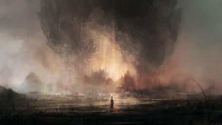 Fiery Cataclysm Unleashed in Darkness wallpaper