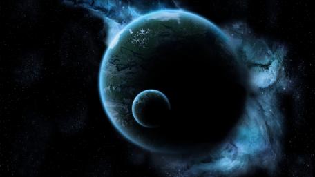 Planet and it's moon wallpaper