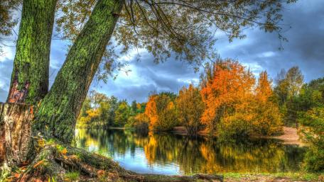 Autumn River Serenity in Nature wallpaper