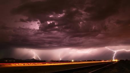 Majestic Stormy Night Sky With Lightning Show wallpaper