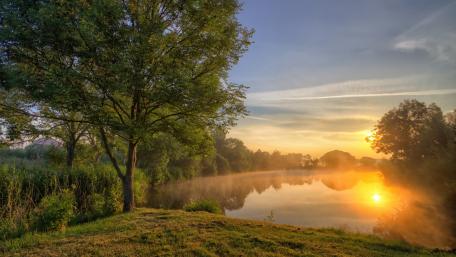 Serene Dawn by the River wallpaper
