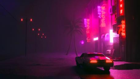 Synthwave Night lights wallpaper