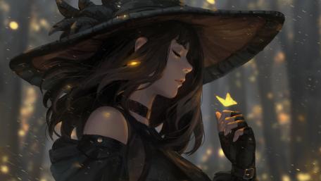 Mystical Enchantress with Glowing Butterfly wallpaper