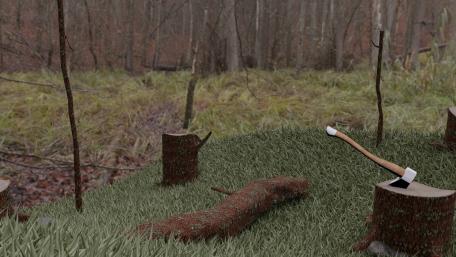 Felled trees 3d model wallpaper