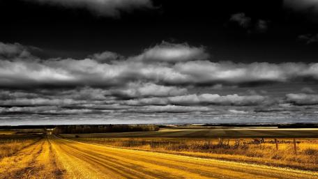 Golden Dirt Road Under Dramatic Skies wallpaper