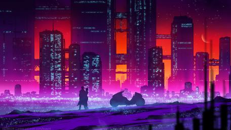Retrowave couple wallpaper