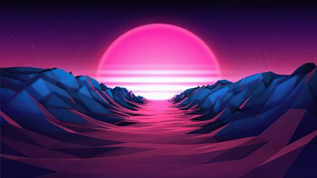 Retrowave pink sun wallpaper