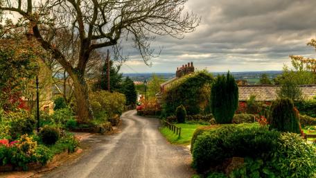 Charming Countryside Village Scene wallpaper