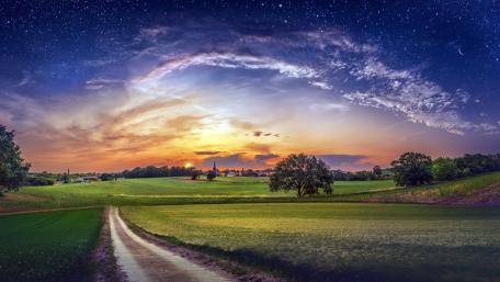 Twilight Splendor Under a Starlit Sky wallpaper