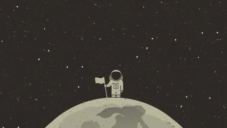 Astronaut's Lunar Claim in Minimalist Style wallpaper